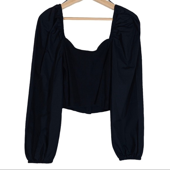 Zara Off the Shoulder Puff Sleeve Corset Top Size L NWT - Picture 5 of 7